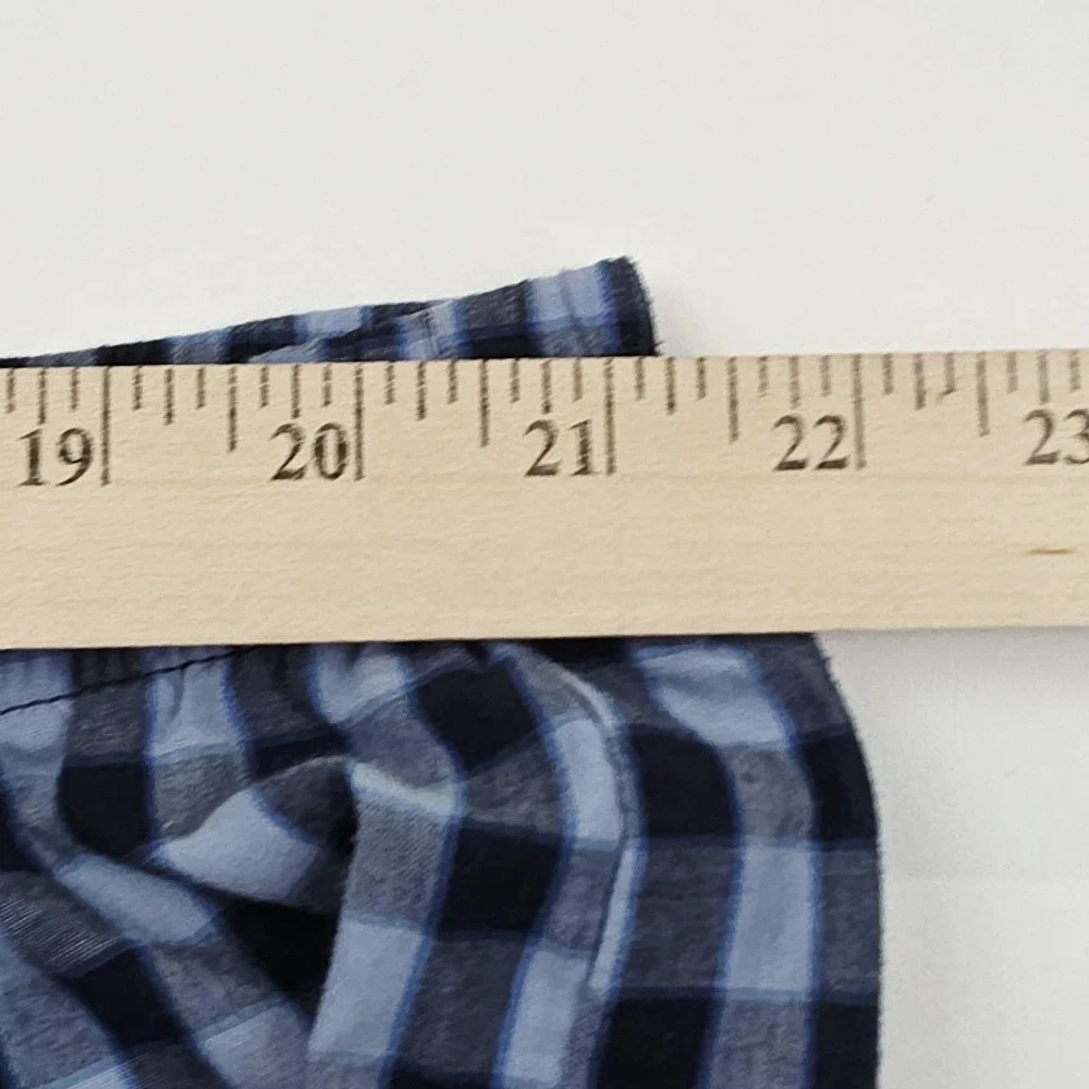 Hanes Pajama Set‎ Mens 2XL Blue Black Check Button Front Sleepwear Lounge Casual